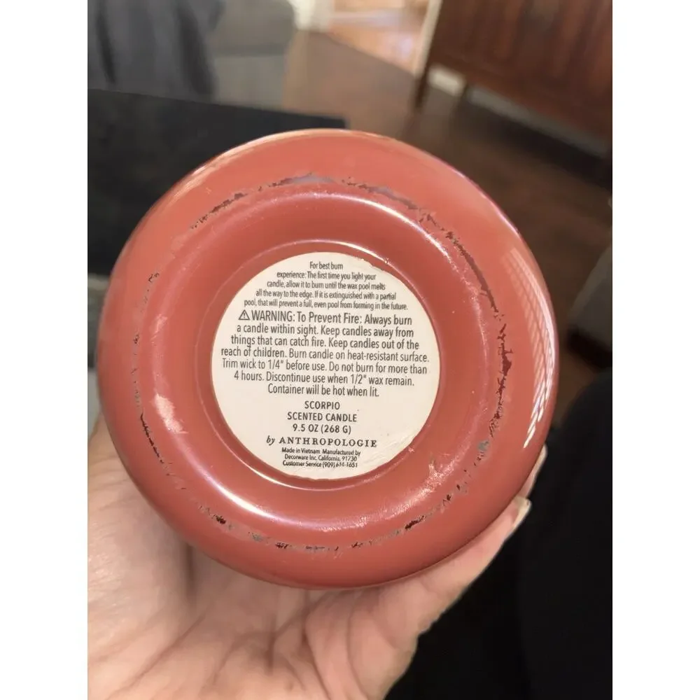 Anthropologie Candle Zodiac Sign Scorpio Glass 9.5 Oz